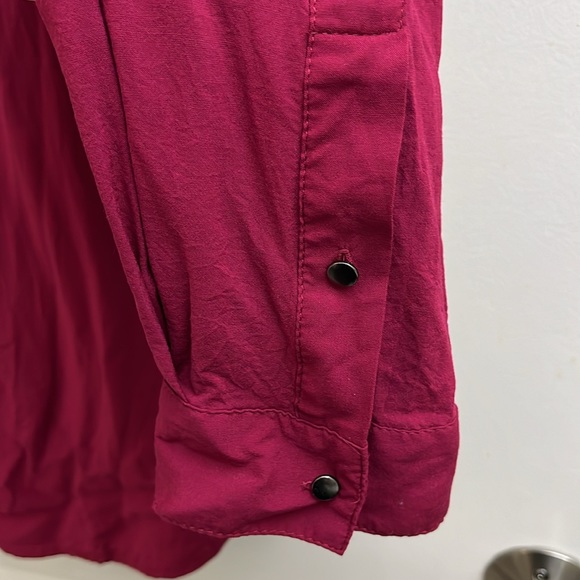 Torrid Harper Long Sleeve Dark Fuchsia Blouse - Picture 2 of 5